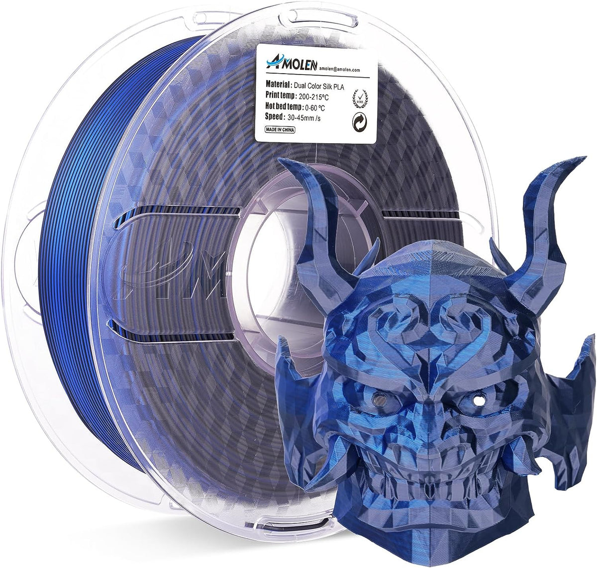 PLA Silk Dual Color Filament 1.75mm, 1KG/2.2LB